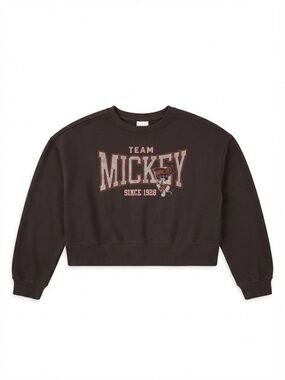Disney Mickey Mouse Team Mickey Cropped Sweatshirt Charcoal Black Size S